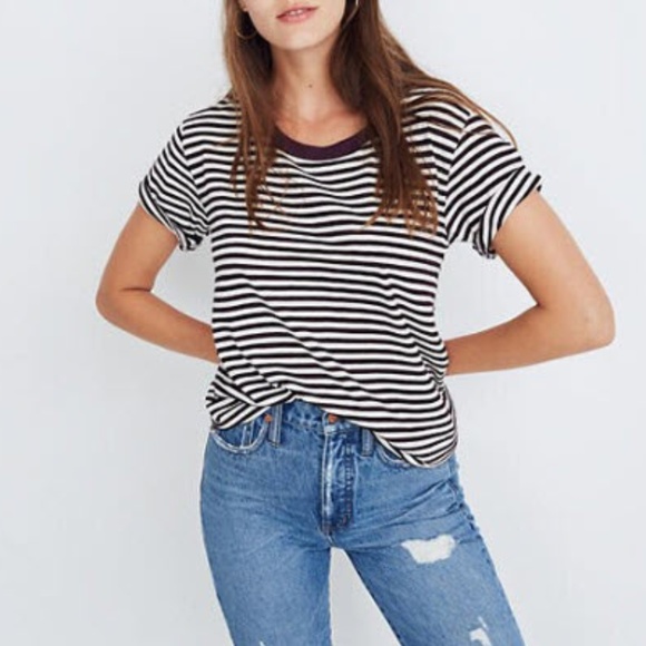 Rivet & Thread Tops - Rivet & Thread Oversize Striped Crop Tee